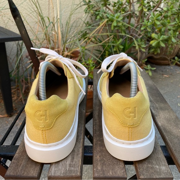 Cole Haan Grand Series Lace Up Sneaker Women's Size 9.5B Yellow Suede Canvas - Picture 5 of 15